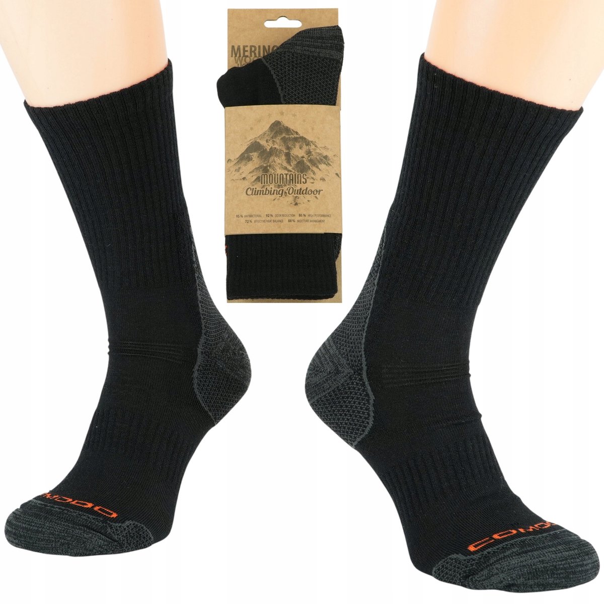 Comodo TRE12 Merino Wandelsokken 70% Wol Zwart