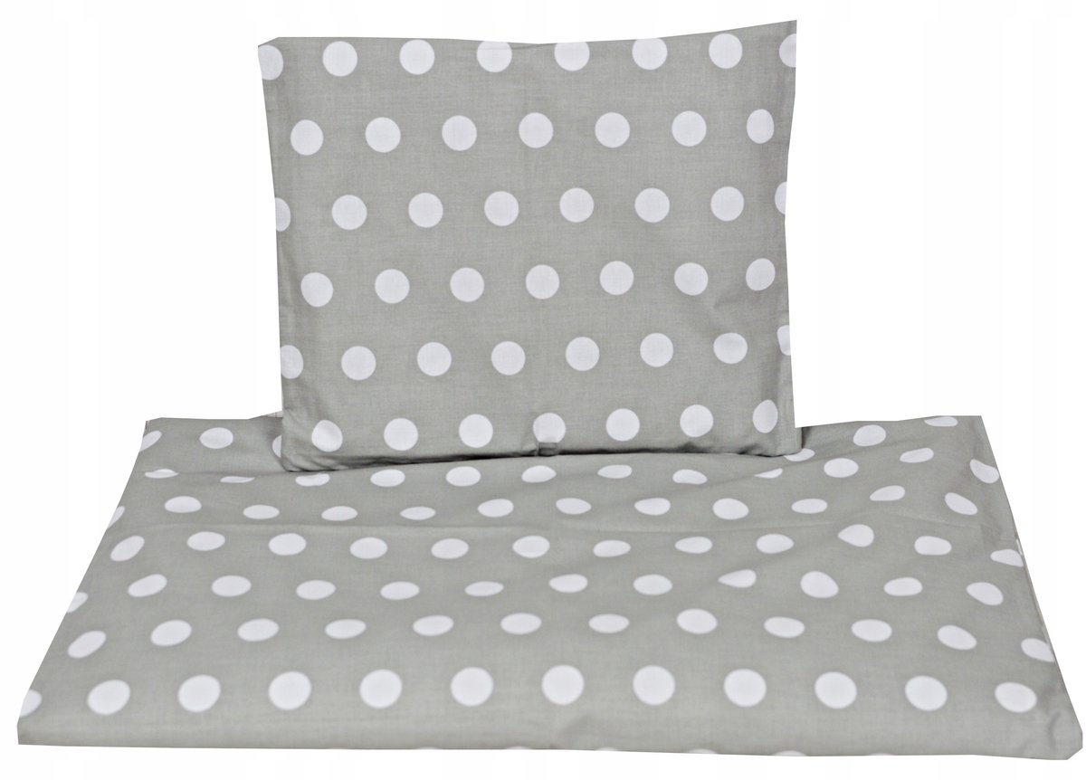 Kinderbeddengoed met vulling 60x75 cm - Grijs met tippen