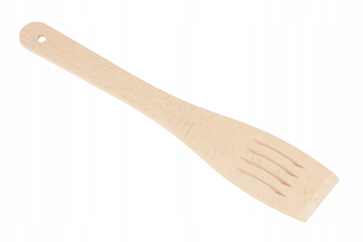 Houten spatel met sleuven - Eco, 30cm, voor anti-aanbakpannen