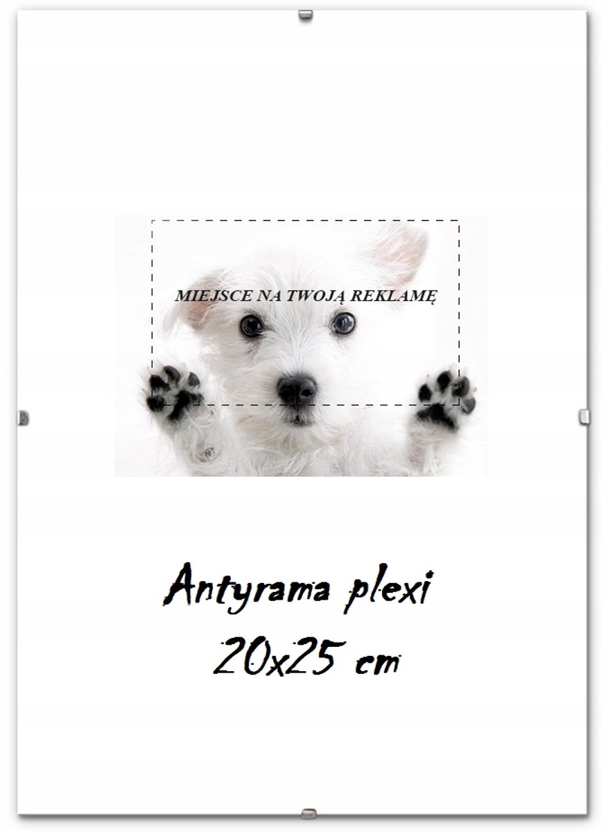Antirek 20x25 cm met witte rand - Plexiglas en HDF