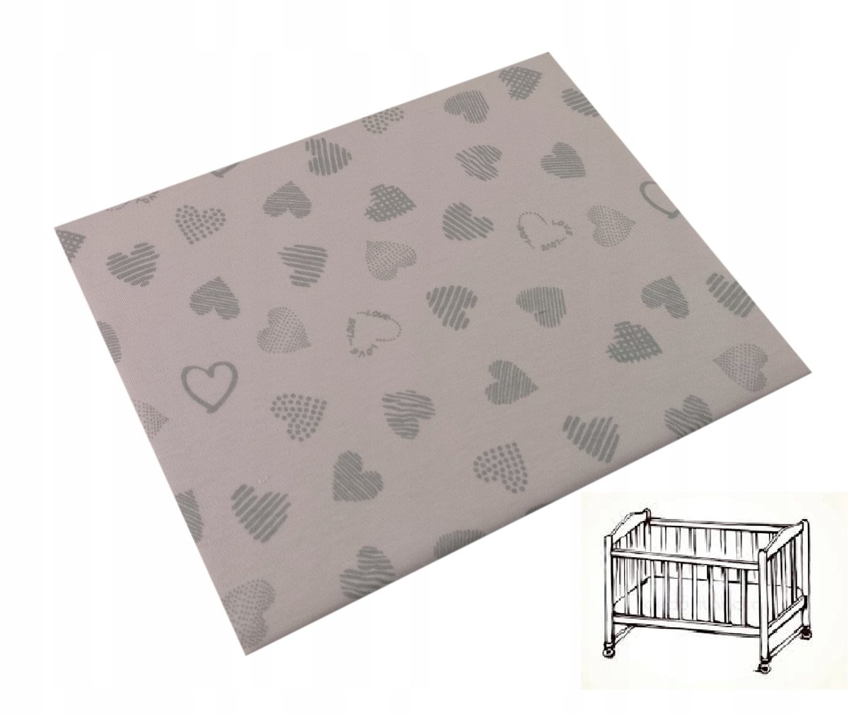 Jersey hoeslaken wieg 40x90 cm - Roze hartjes - 100% katoen