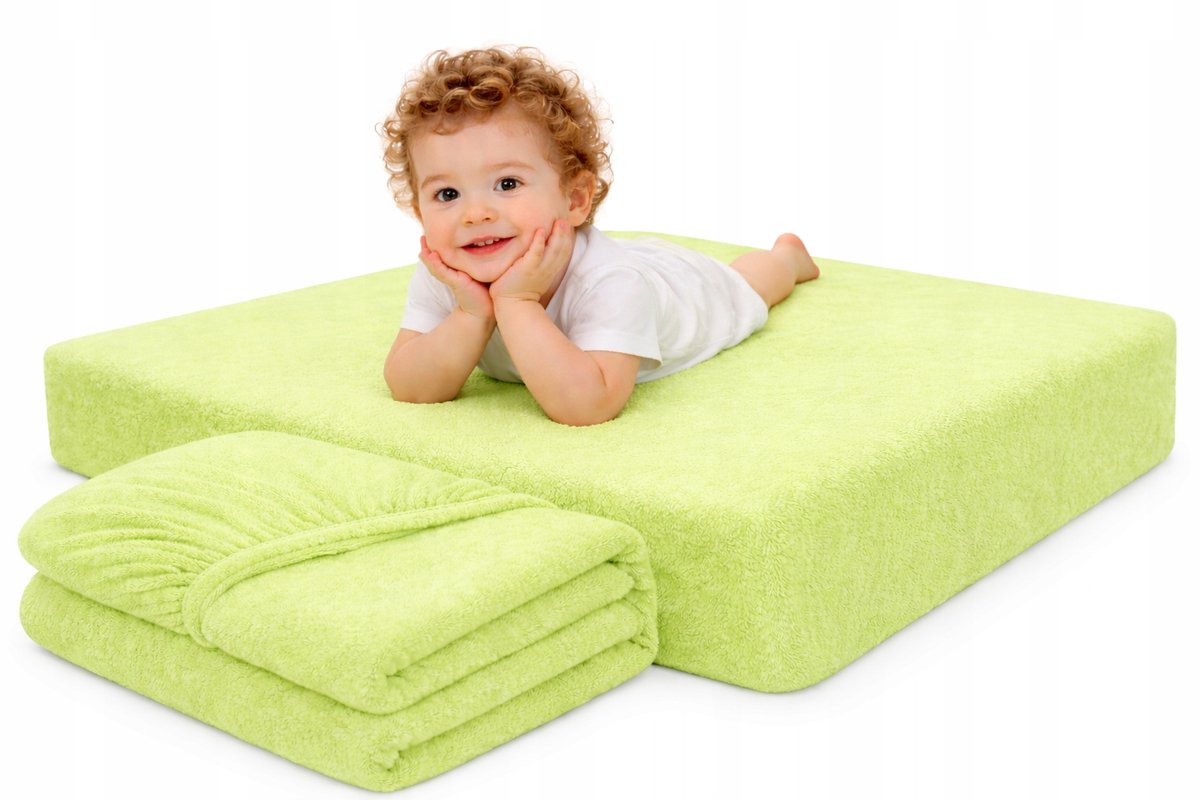 Terry hoeslaken met elastiek 60x120 cm voor babybedje, katoen, limoengroen