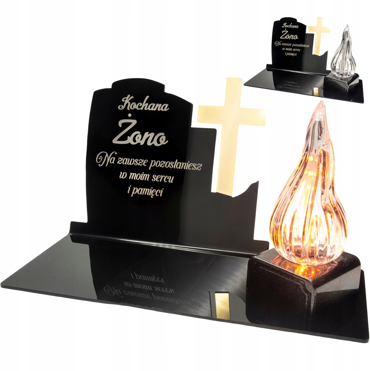 Eeuwige Grafdecoratie met LED Lampje en Gegraveerde Acryl Voet