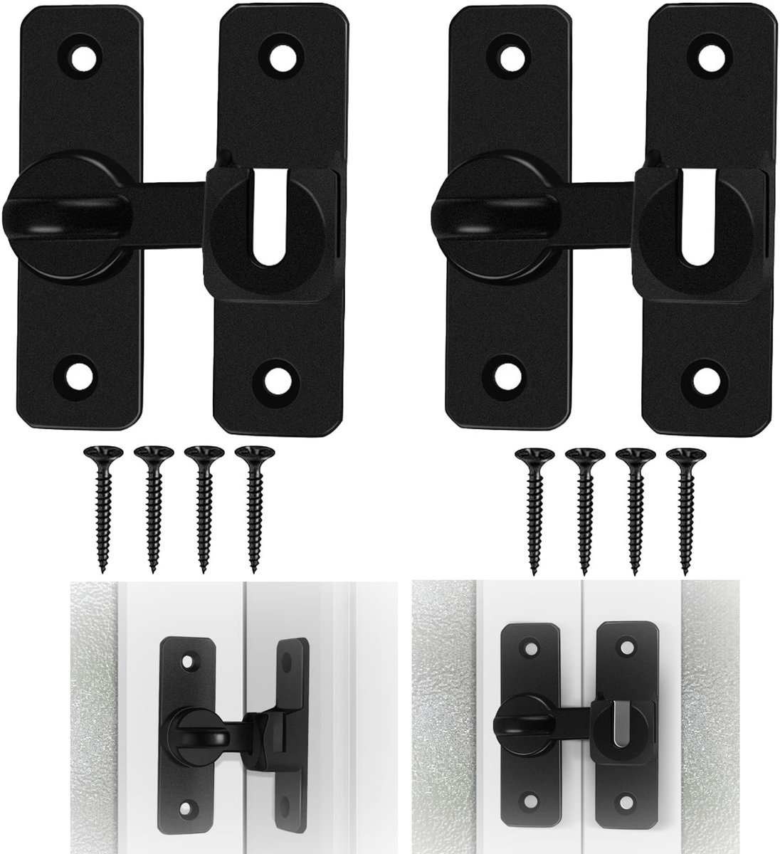 Dailygoods- Schuifdeurslot 2-delige set - Deurgrendel met slotgatschroef - Vergrendelslot - Tuindeurslot - Zinklegering - Roestvrije bescherming - Deurslot