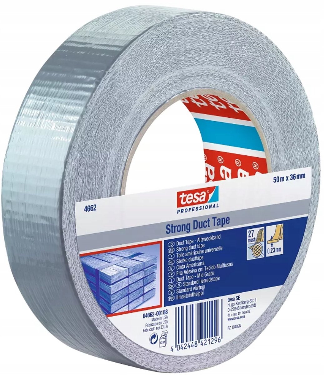 Tesa 4662 Strong Duct Tape 36mm x 50m - Universeel Binnen & Buiten