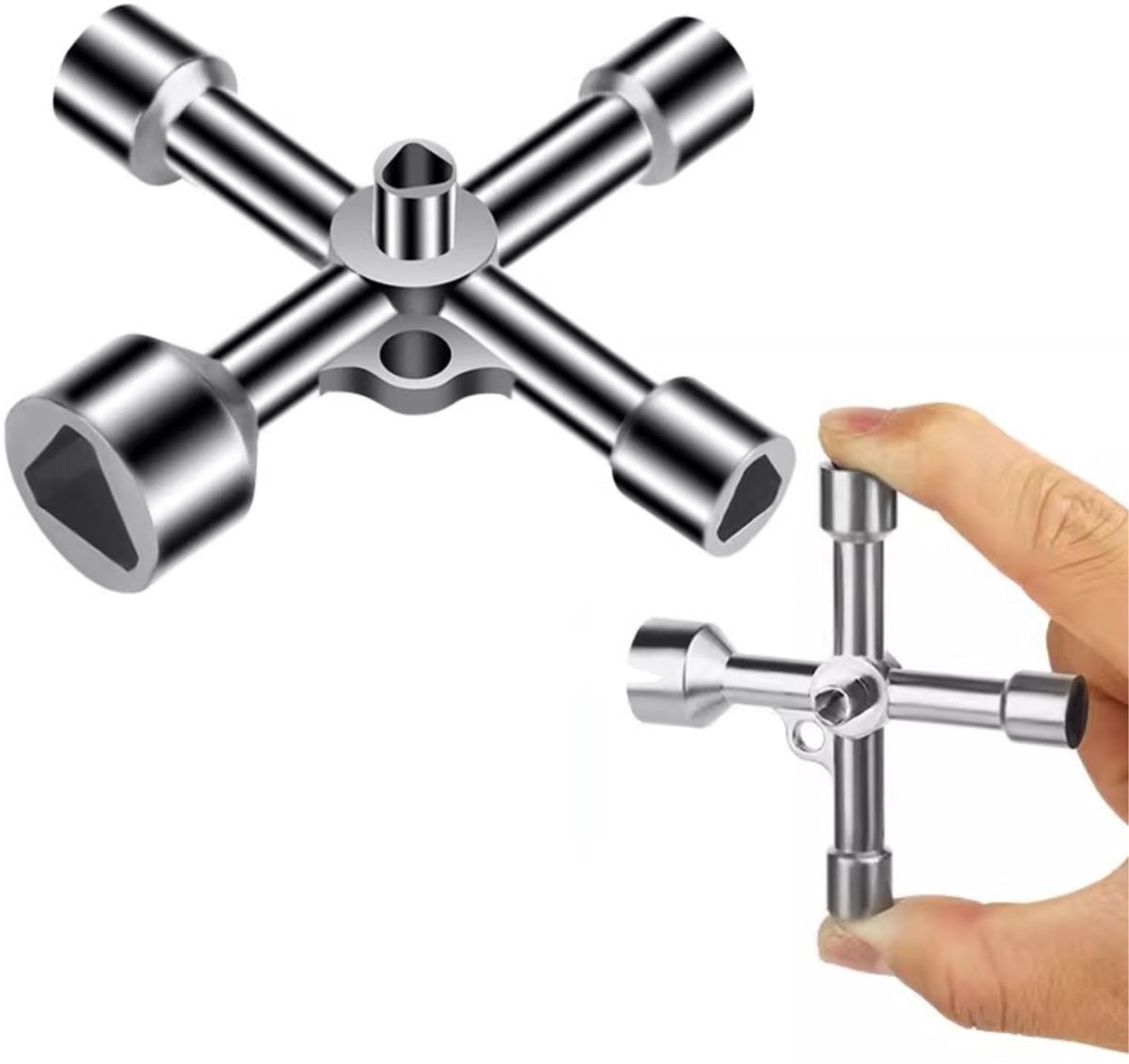 Dailygoods - Sleutel - Multifunctionele Wrench - 5-in-1 - Driehoekige Sleutel - Gereedschap - Handig voor afsluitposten - Geschikt voor verschillende...