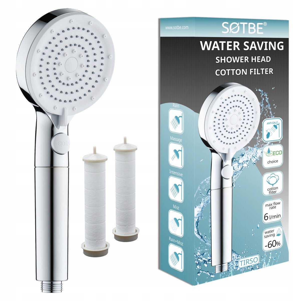 Sotbe LARK Douchekop met filter - Waterbesparing tot 60%