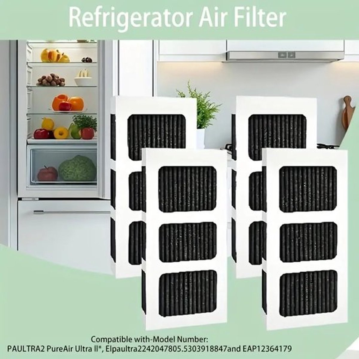 Geschikt voor Frigidaire PAULTRA2 koelkast luchtfilter vriezer actieve kool deodorant HEPA filterelement 4 stuks