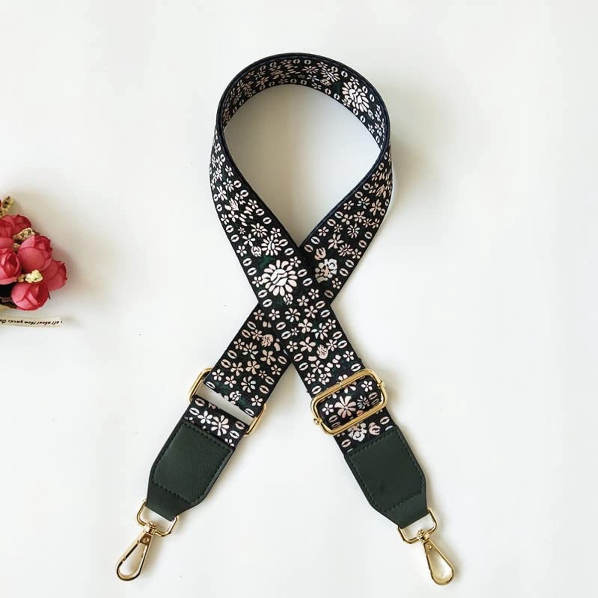 Dailygoods- Tassenriem Verstelbaar 130 cm - Schouderriem met Karabijnhaak - Katoenen Tasriem - DIY Accessoires - Gouden Hardware - 3,8 cm Breed - Schouderband