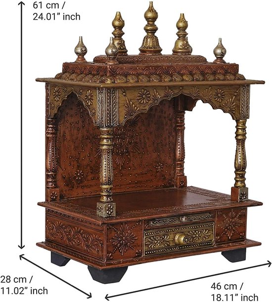 Houten Tempel - Religieus Huisje - Spirituele Decoratie - Handgeschilderd Handwerk - 48x12x51 Inch - Multicolor van houten — afbeelding 2