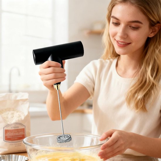 Elektrische Keukenmixer - Draadloze Klopper - Beslag Maken - Verwijderbare Accu - 23 cm - Zwart — afbeelding 4
