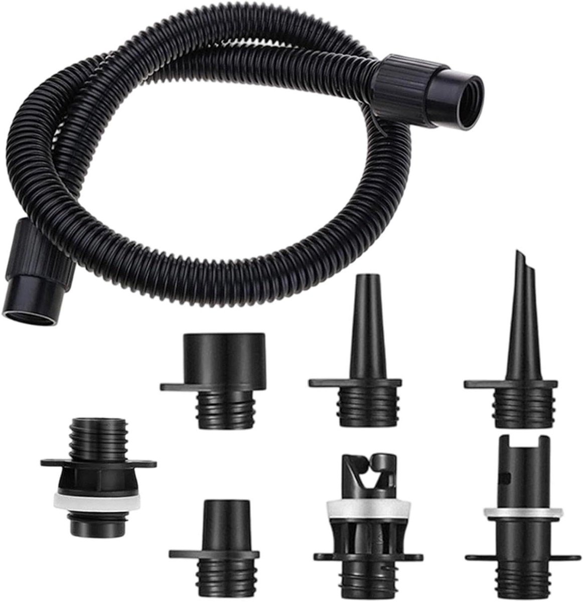 Pomp Adapter Set - Opblaas Mondstukken - Watersport Accessoires - Veelzijdige Compatibiliteit - 7 Delig - Grijs