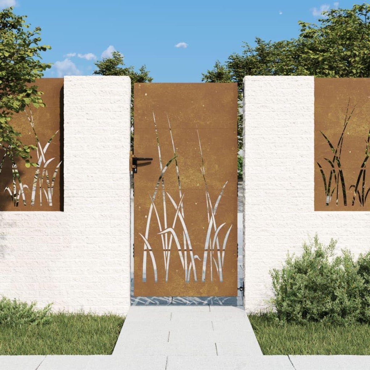 Tuinpoort - Sierhekwerk - Terras Toegang - Cortenstaal Design - 85 x 200 cm - Bruin