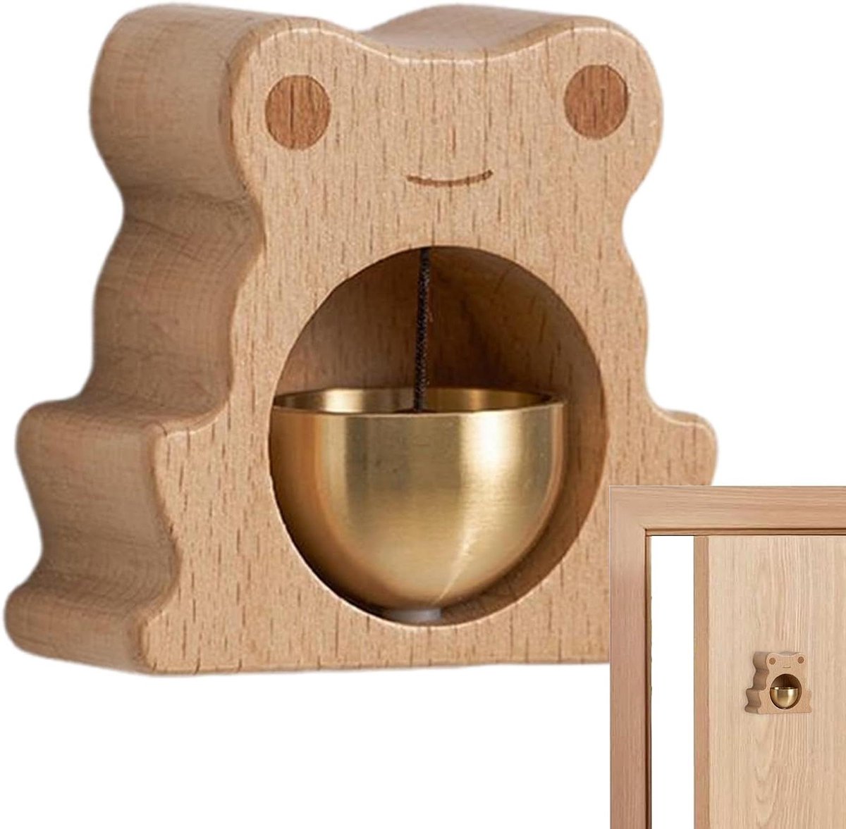 Magnetische Deurbel - Houten Windbel - Woning Decoratie - Ambachtelijk Ontwerp - 12x7x3cm - Kikker