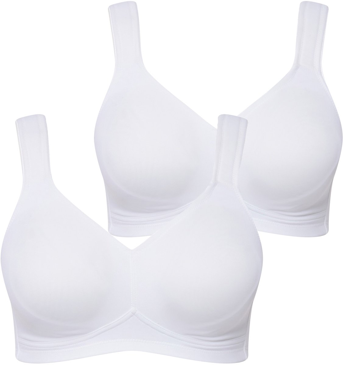 Ulla Popken - Dames - Microvezel-beha set van 2 zonder beugel voorgevormde cups - Sneeuwwit - Maat 90D