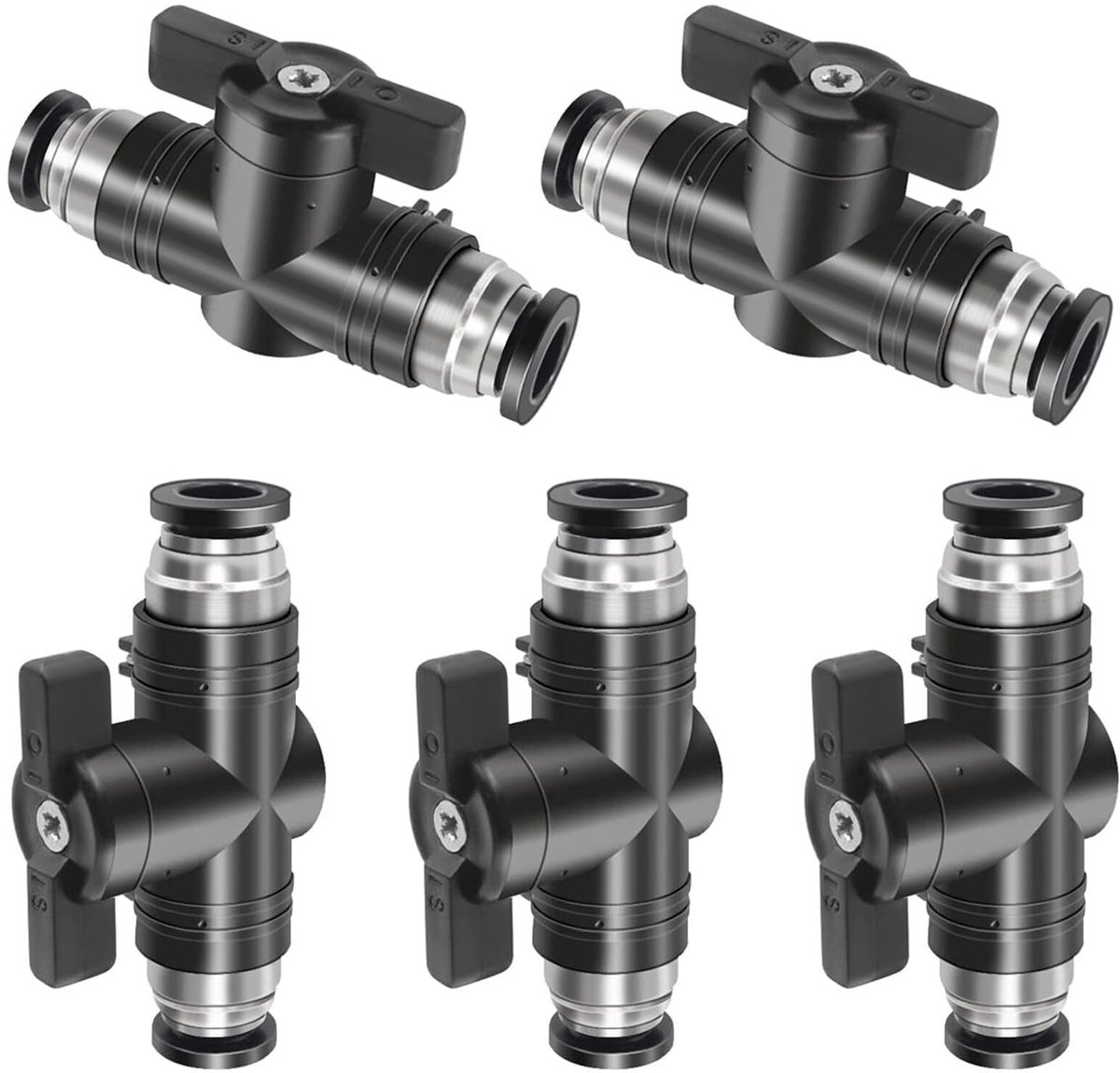 JHUBERS- Pneumatische Connectoren 8 mm - 5 Stuks - Perslucht Afsluitkraan - Ronde Lijn Slang - Directe Kop - Duurzaam Materiaal - Snelkoppeling