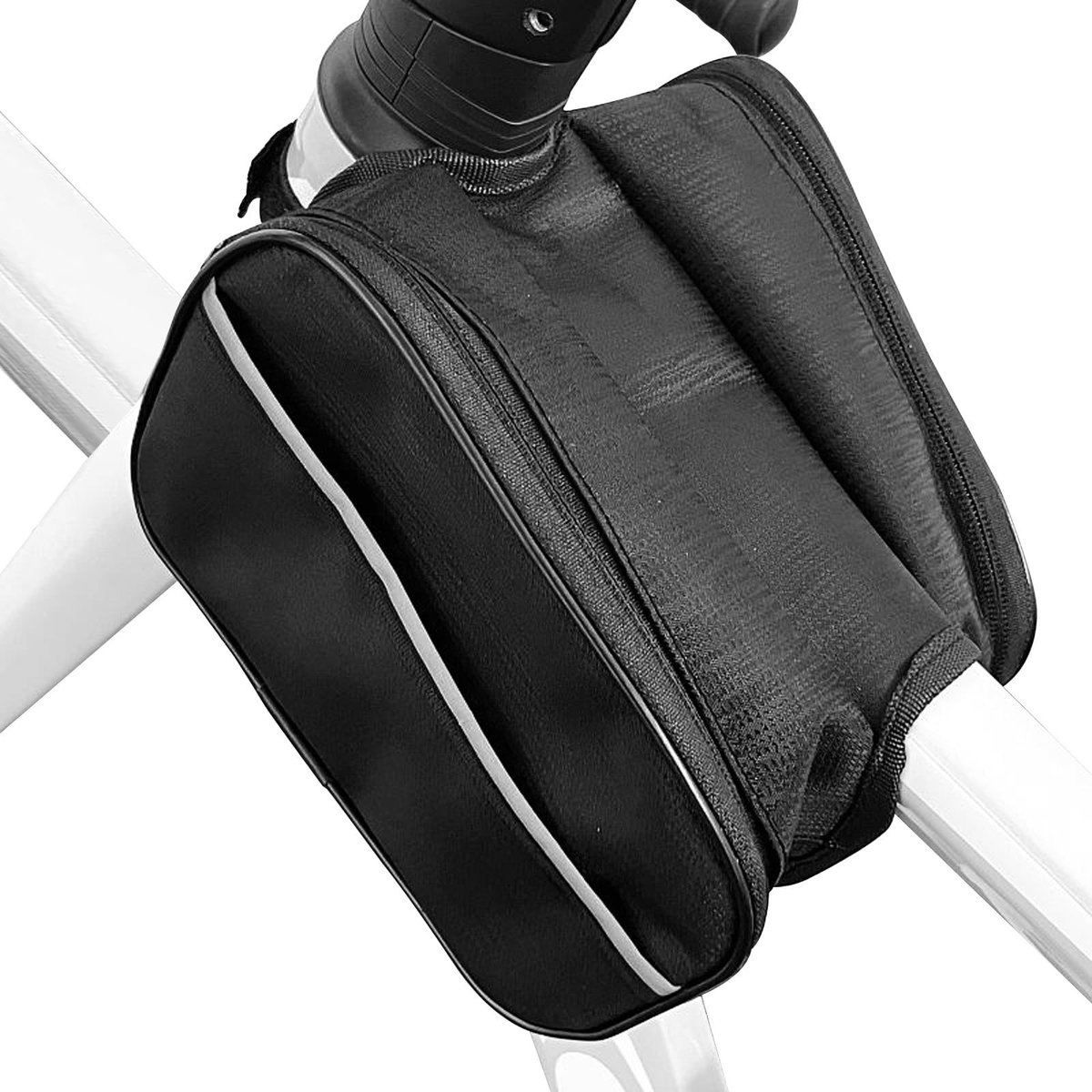 JHUBERS- Fietstas - Zwarte Stuurtas - Praktische Afmetingen 21x17x14 cm - Stabiele Bevestiging - Organizer voor Fietsgereedschap - Geschikt voor Kinderen en Volwassenen
