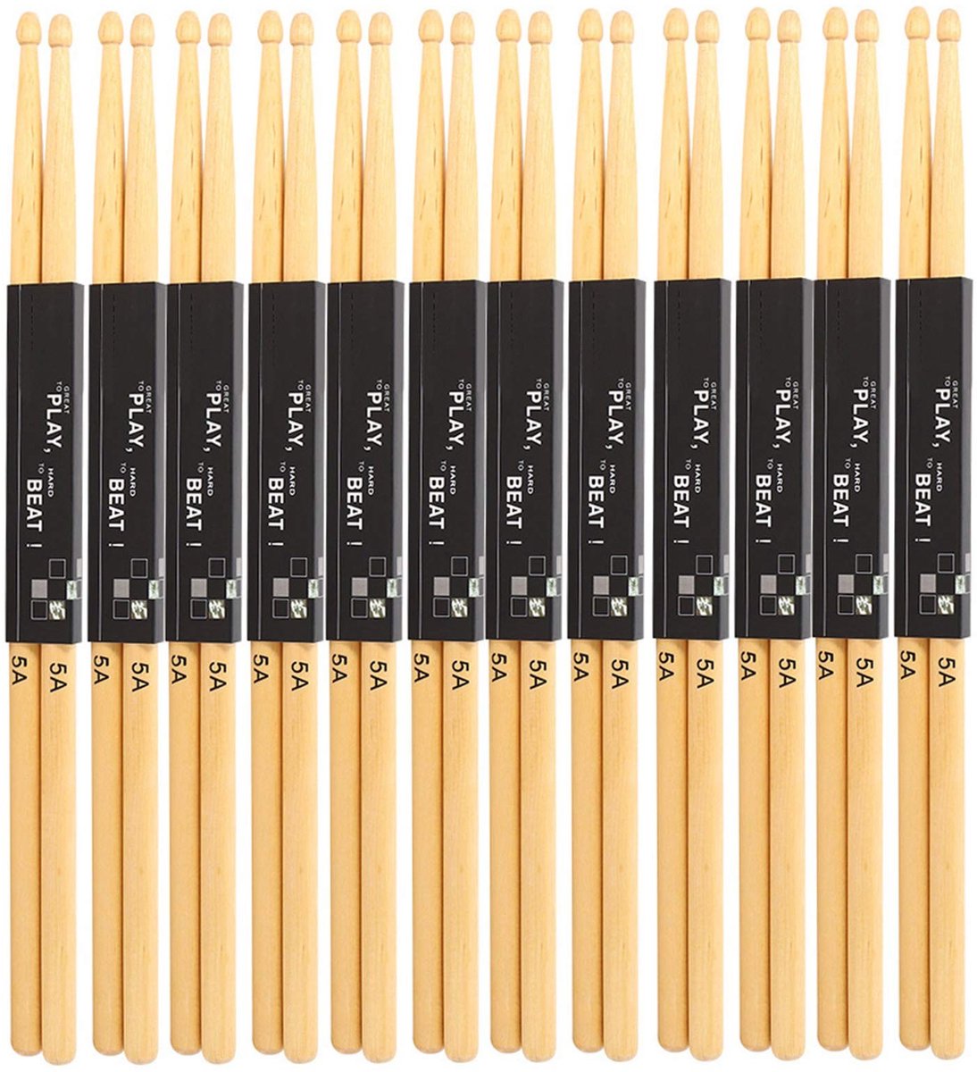 BRENZOOS- Drumsticks 5A - Esdoornhout - Teardrop Kop - Oefenprestaties - Snaredrum - Comfortabele Grip