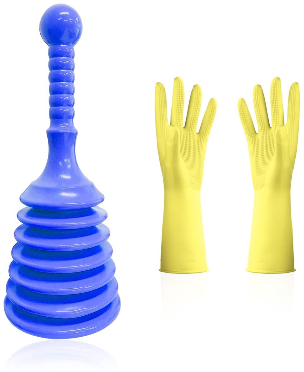 BRENZOOS- Wastafelontstopper Antislip - Ontstopper Afvoer - Gootsteenontstopper - Ontstopper Toilet - Ontstopper Douche - Inclusief Reinigingshandschoenen