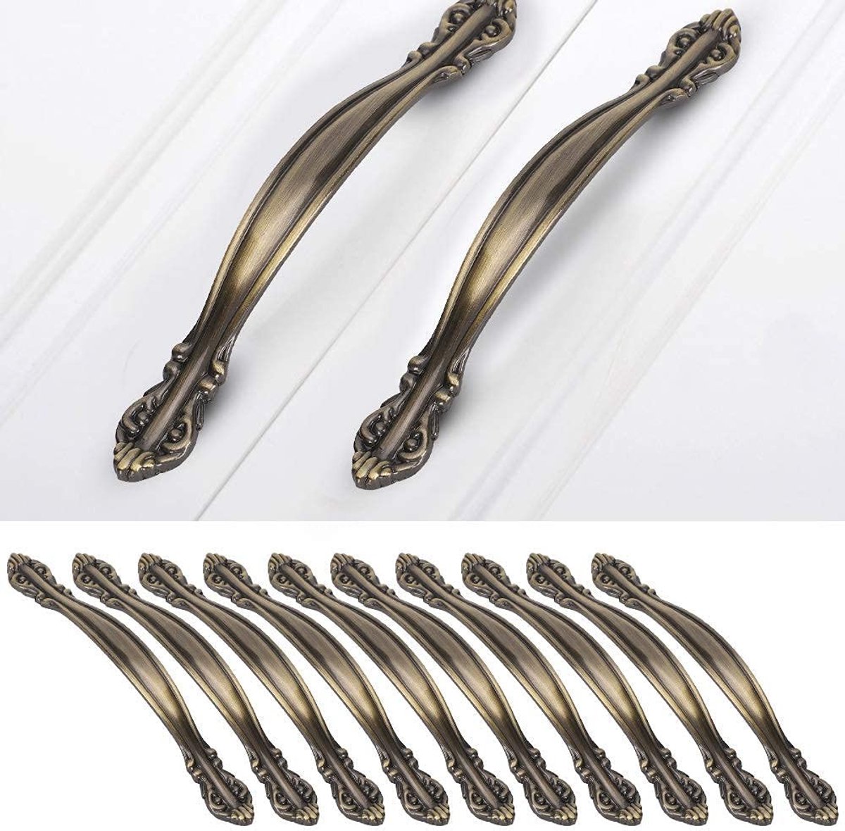 BRENZOOS - Deurgrepen - Antieke Bronzen Handgrepen - Duurzaam en Sterk - Zinc Legering - Decoratieve Deurgrepen voor Interieur - Geschikt voor Kastd...