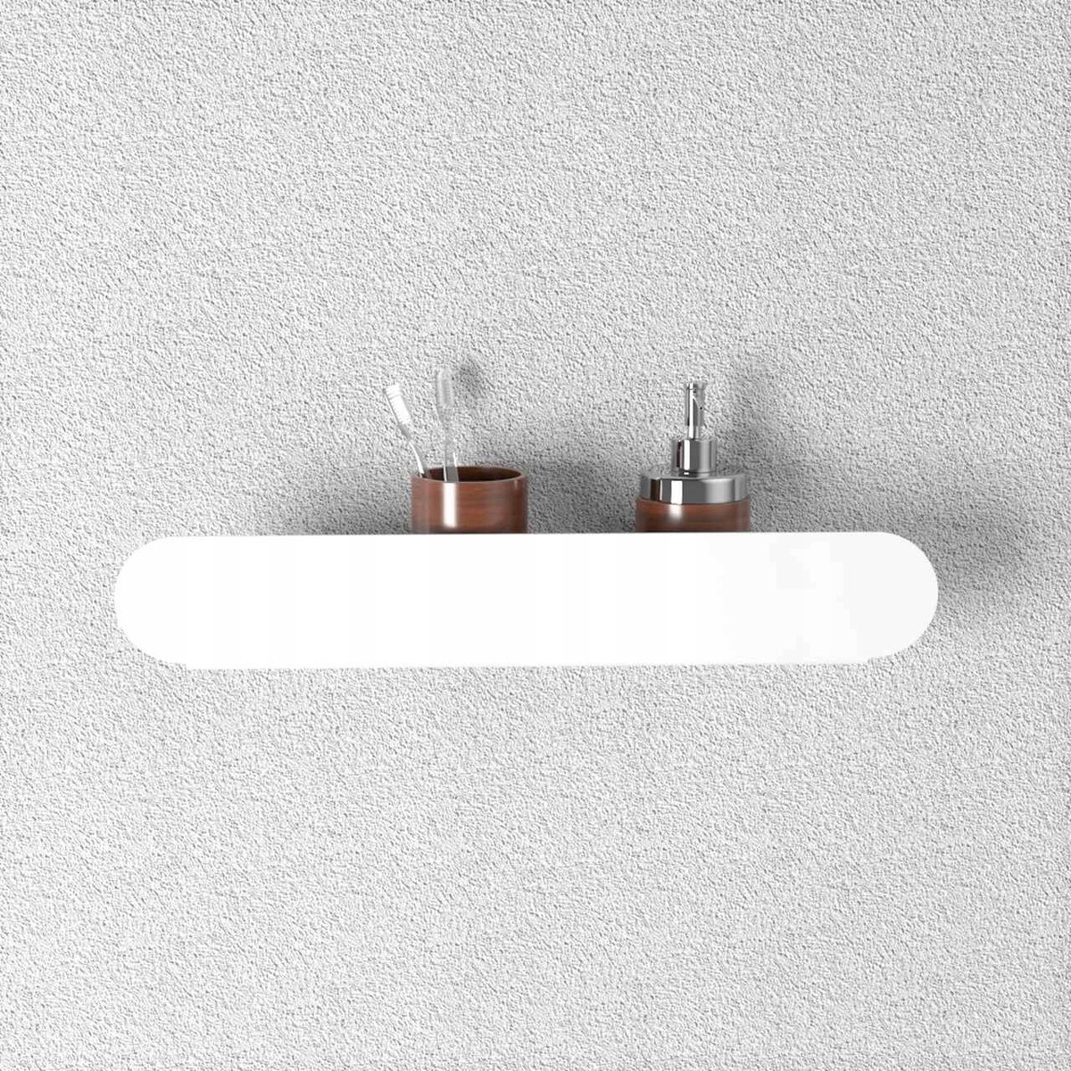 Witte Ronde Doucheplank 58 cm RVS met Gratis Dispenser