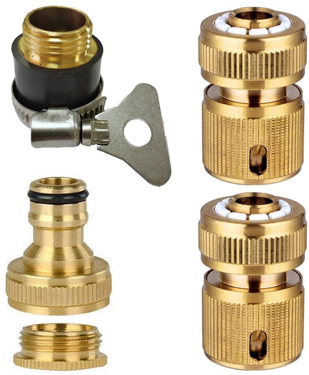 Set van 4 1/2" Tuinslang Aansluitingen - 2-in-1 Kraanadapter en Universele Connector