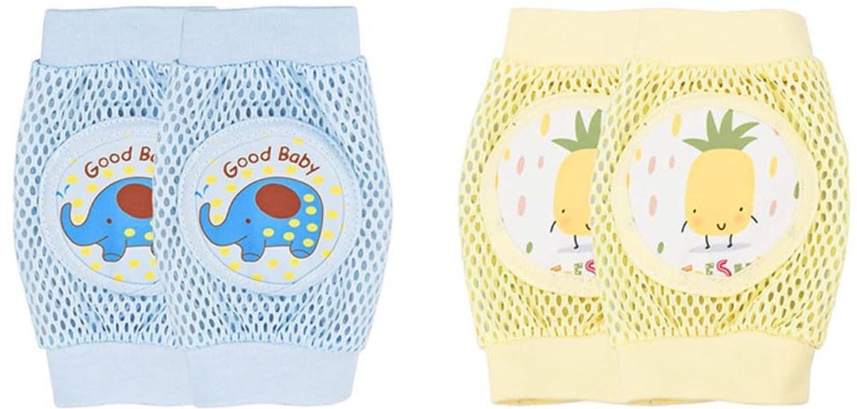 BRENZOOS- Kruipbeschermers Ademend - Antislip Kniebeschermers - Elastisch Uniseks - 2 Paar - Zacht en Duurzaam - Geschikt voor 0-24 Maanden - Babykniebeschermers