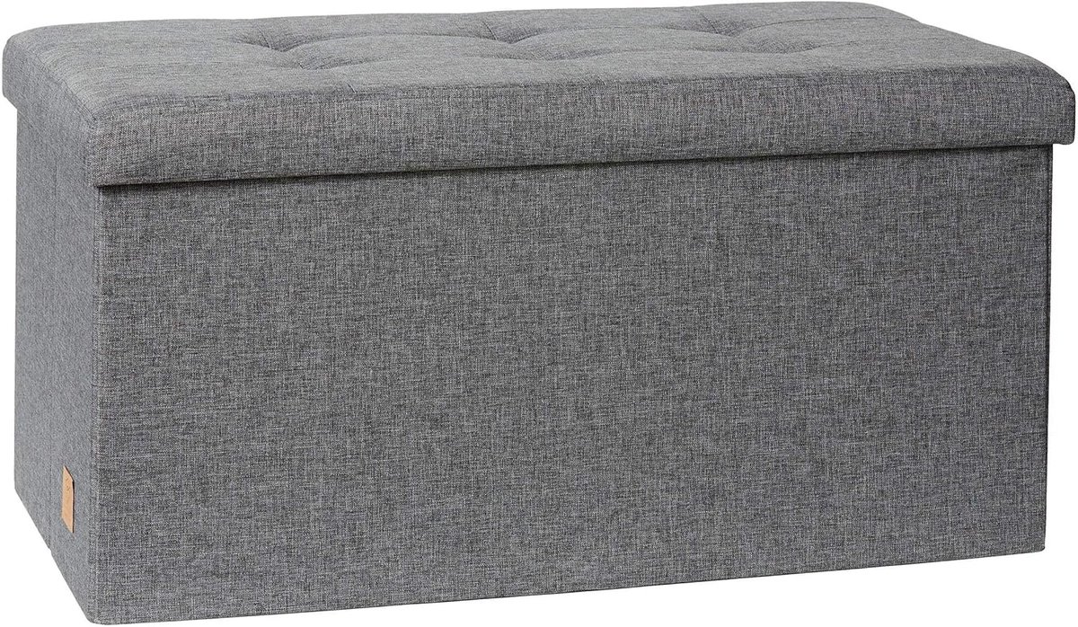 Opbergbank - Zitbank met opbergruimte - Orde houden - Stabiele constructie - 76x38x38 cm - Grijs