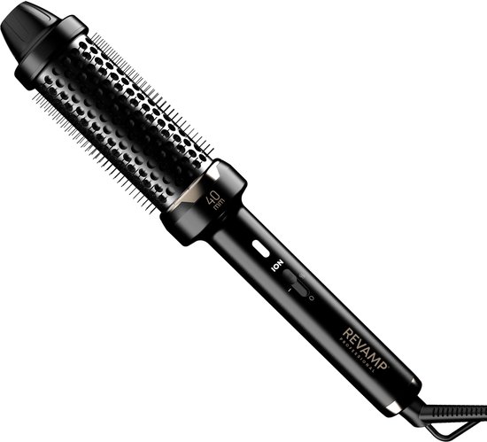 Revamp Keramische Krulborstel 40 mm - Fohnborstel met Ionentechnologie - Warmteborstel - Thermal Brush - Lichtgewicht - Blowout Brush - 3 Meter Salonkabel - Voor Krullen, Golven en Volume - Hitte Borstel - BR1400 - Zwart