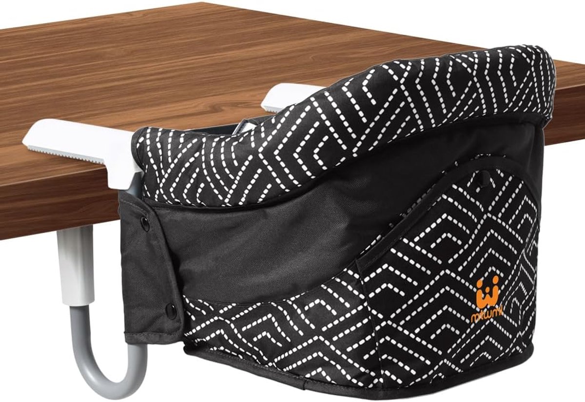 Kinderstoel voor tafel - Draagbare babystoel - Veilig eten aan tafel - Verstelbaar 5-punts harnas - Tot 20 kg - Zwart