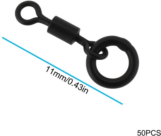 Hengelsport - Karper - 50 Stuks - Micro Ring Swivel - Reservoir Vissen - Accessoire - Geschikt voor Alle Hengels - Zwart — afbeelding 4