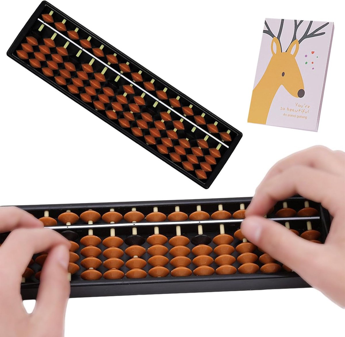 Houten Telraam - Rekenhulpmiddel Kinderen - Wiskunde Leren - Interactief Educatief Speelgoed - 23.5 x 7 cm - Houtkleur
