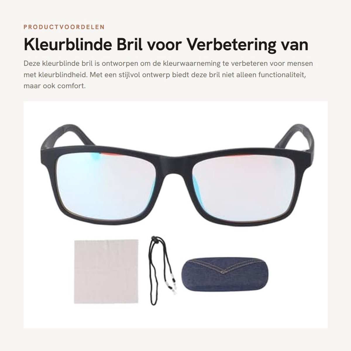 Dailygoods- Kleurblinde Bril - Kleurverbetering - Kleurcorrectie - Kleurblinde Glazen - Hars/TP90 - Inclusief Brillenkast - Kleurcorrectiebril