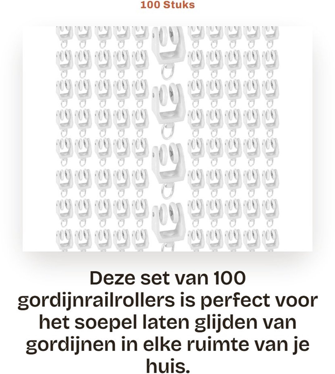 Dailygoods- Gordijnrailrollers 100 Stuks - Duurzame Glijders - Kunststof/Roestvrij Staal - Geluidsarm Ontwerp - Geschikt voor Diverse Gordijnen - Stevige Bevestiging - Gordijnglijders