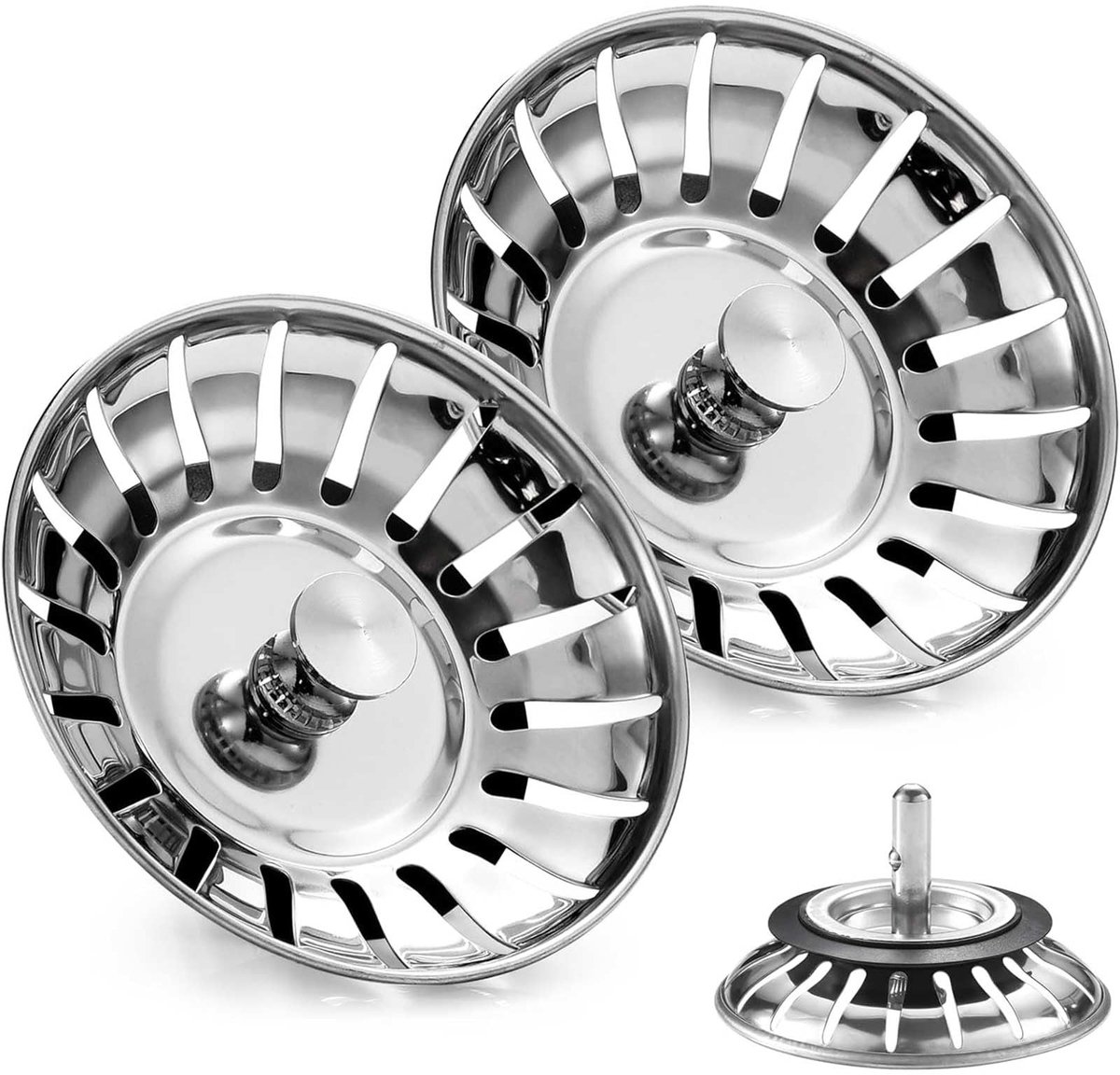 Dailygoods- Aanrechtplug Duurzaam - Gootsteenzeef - Afvoerzeef - Gootsteenbakje - 2 Pack - Roestvrij Staal