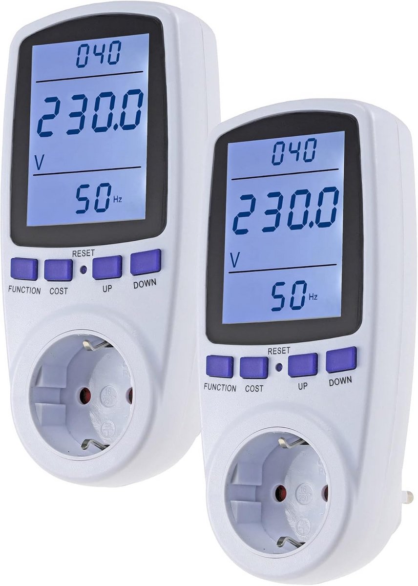 Energiekostenmeter - Stroommeter - Energieverbruik Meten - Overbelastingsbeveiliging - 3680 Watt - Wit