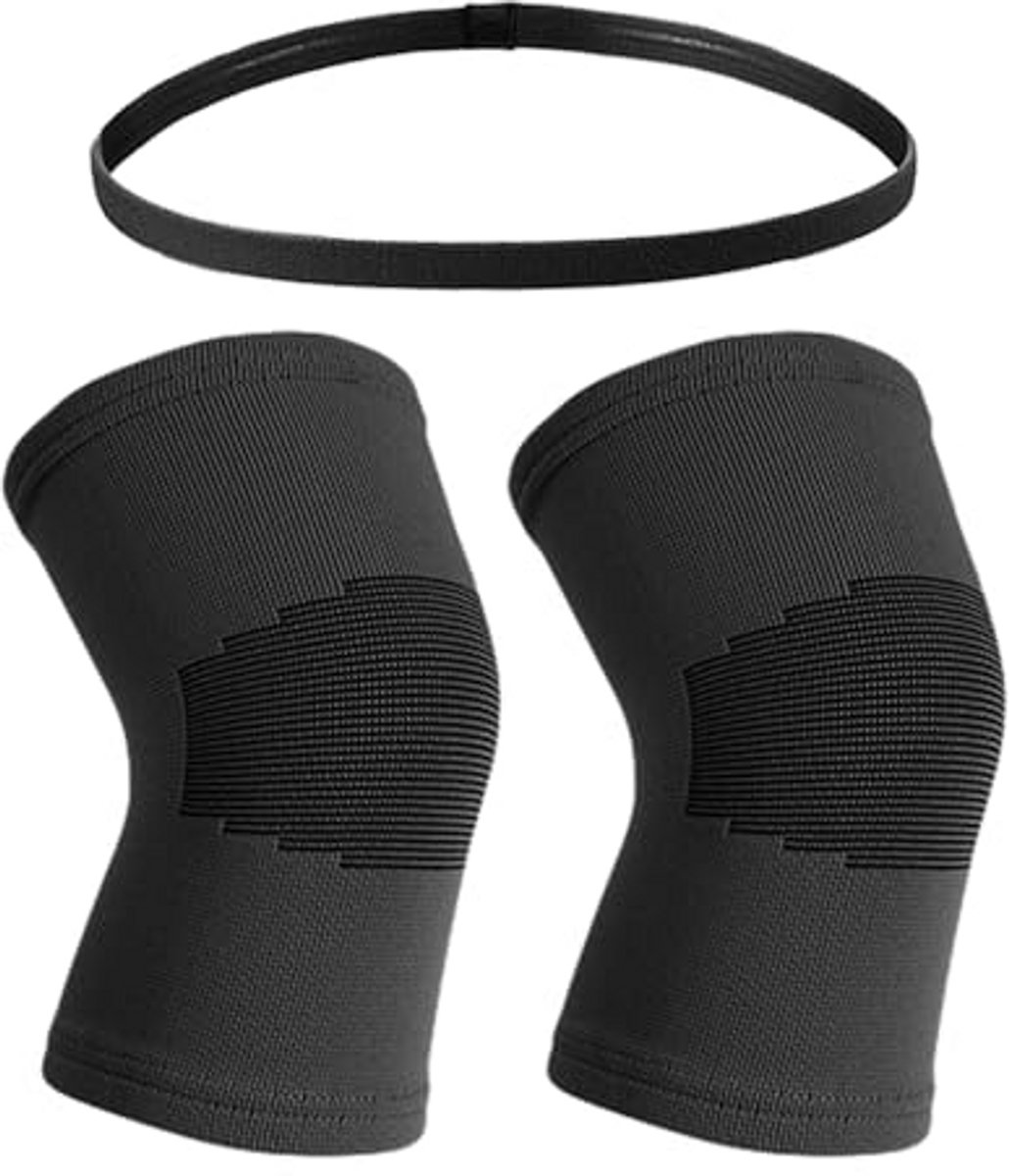 Kinder Kniebeschermers - Sport Set - Sporten en Spelen - Met Hoofdband - 1 Paar - Zwart