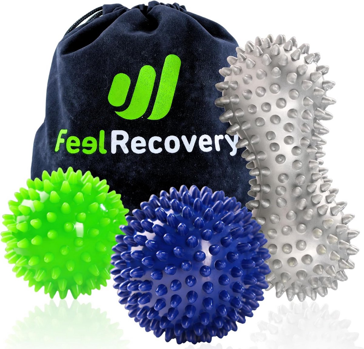 Massageballen Set - Egelballen Triggerpoints - Spierontspanning Herstel - Inclusief Oefenposter - 3 Stuks - Blauw