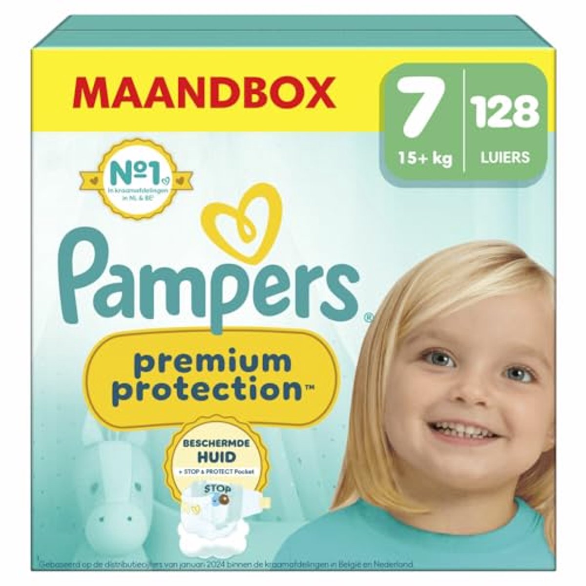 Baby luiers - Kruipers luiers - Huidbescherming - Dubbele bescherming - Maat 7 128 stuks - Wit