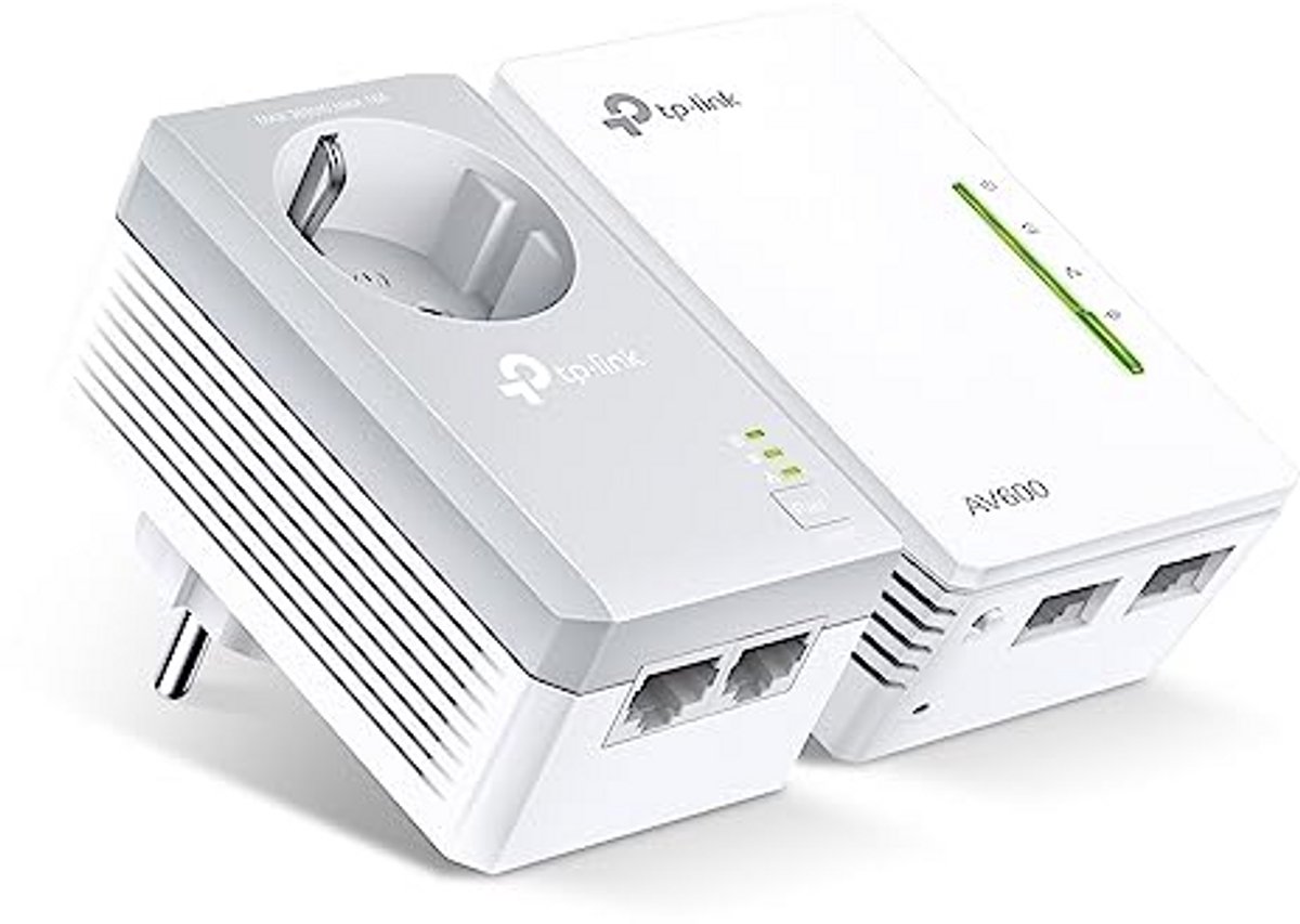 Netwerk Adapter Set - Internet Versterker - Stabiliteit Thuisnetwerk - Met Geïntegreerd Stopcontact - AV600 Snelheid - Wit