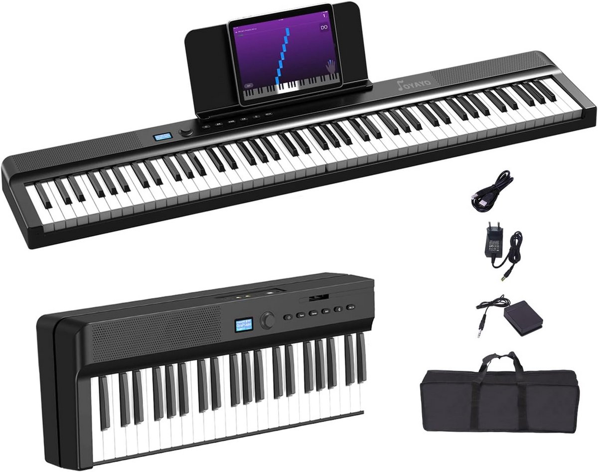 Opvouwbare Piano - 88 Toetsen Keyboard - Muziek Maken - Half Gewogen Toetsen - Volledige Grootte - Zwart