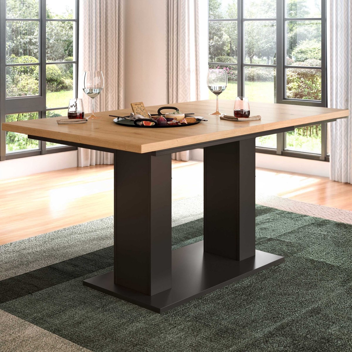 Uitbreidbare Eettafel Motion Emob - 150-190x76x90 Cm - Grijs En Artisan