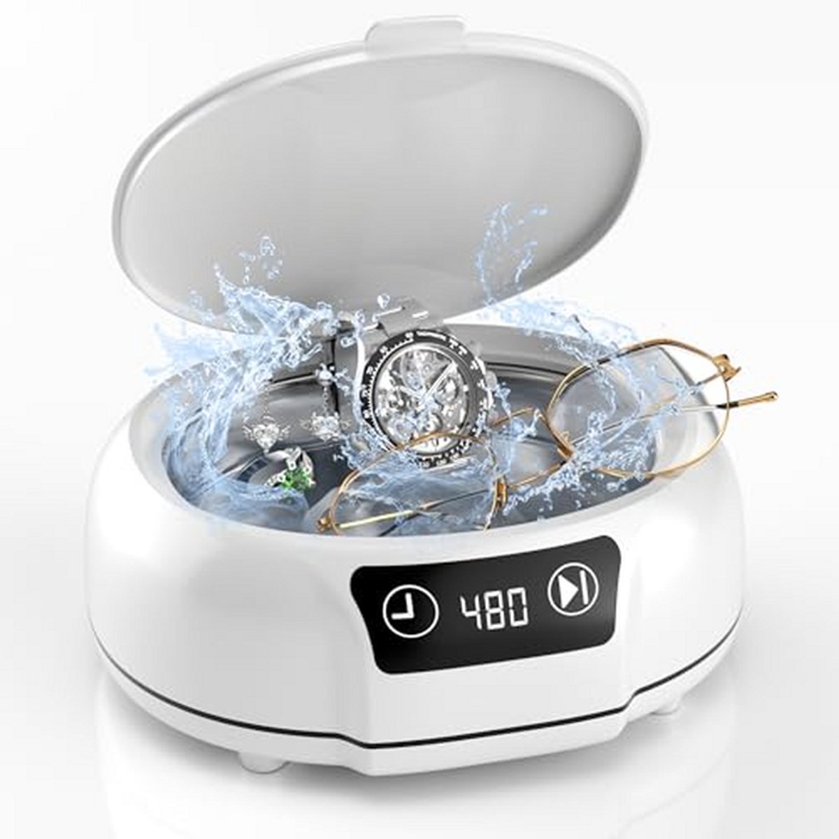 Ultrasone Reiniger - Sieraden Schoonmaker - Diepe Reiniging - 48000 Hz Trillingen - 700 ml Tank - Wit