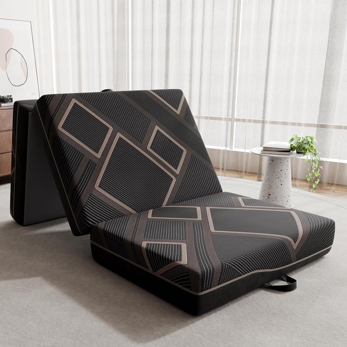 Vouwmatras - Gastenmatras Logeerbed - Comfortabel Slapen - Wasbaar Overtrek - 75x200x15 cm - Grijs