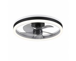 DIMICO - Plafondventilator met Verlichting - Plafond Ventilator - Afstandsbediening - 6 Snelheden - Zwart - Zomer en Wintermodus