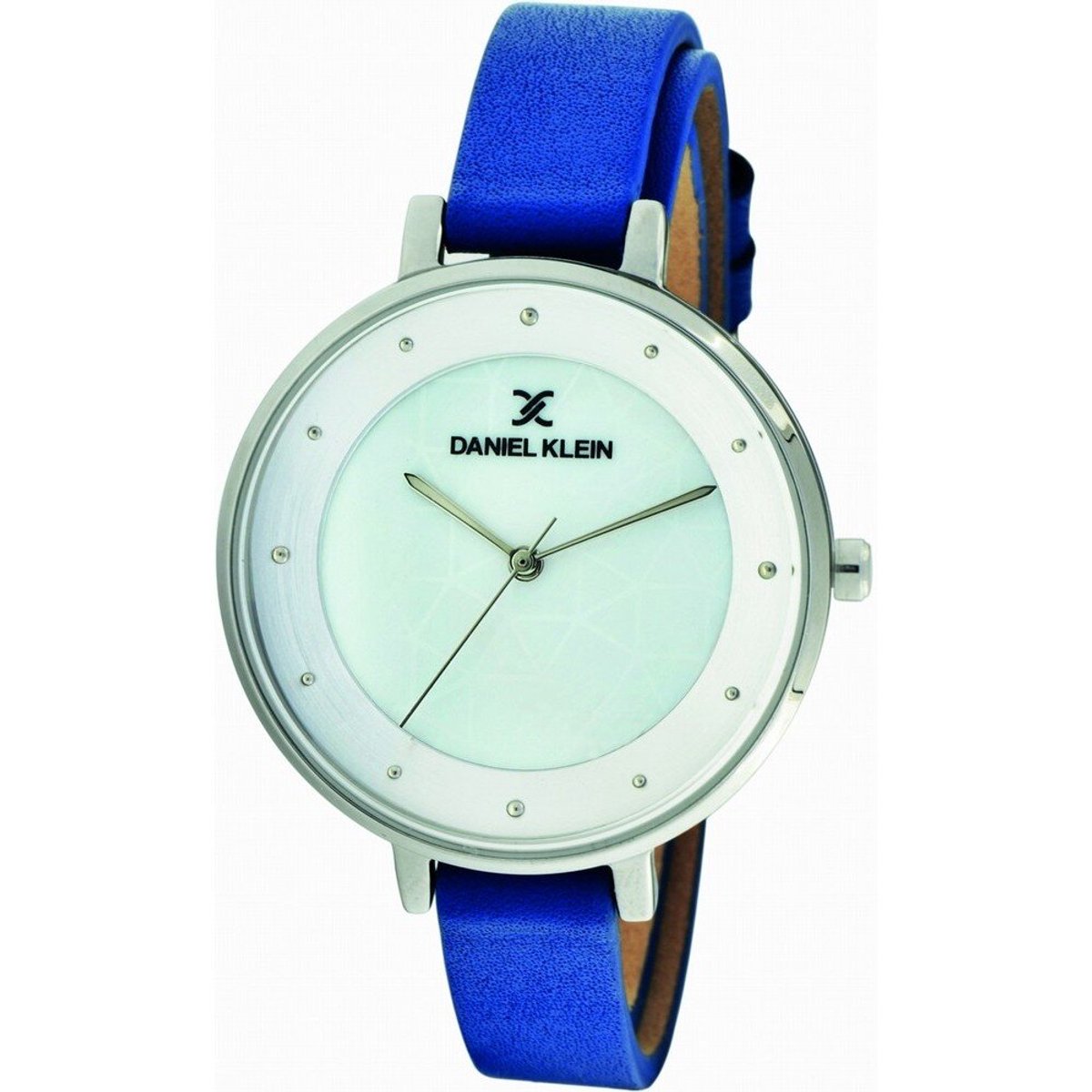 Daniel Klein DK11551-6 - Horloge - Analoog - Dames - Vrouwen - leren band - rond - Blauw - Zilverkleurig