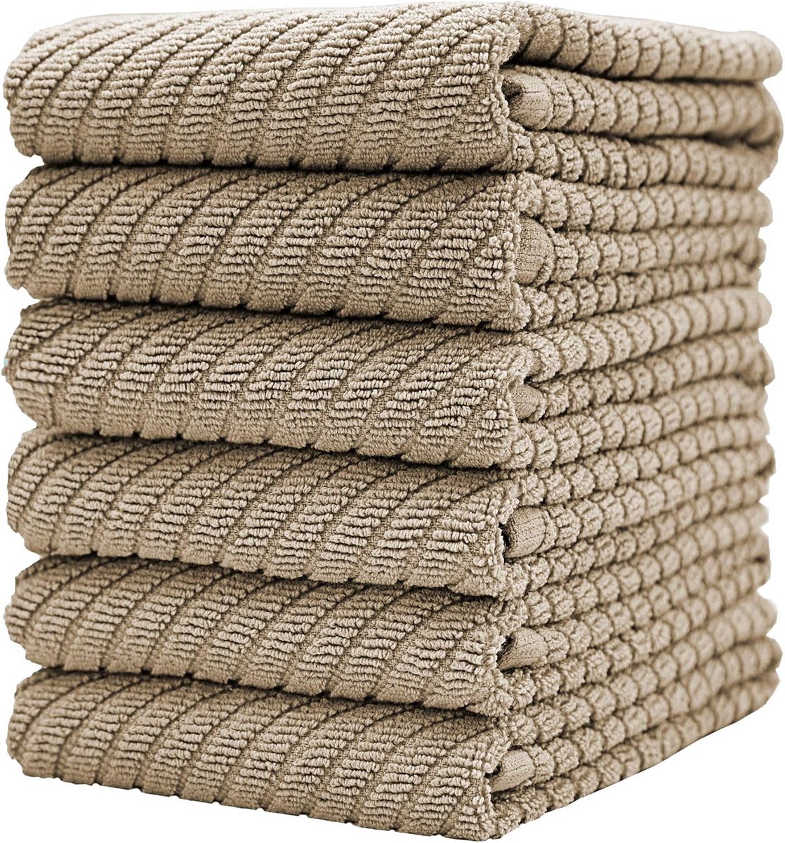 Theedoeken Set - Keukendoeken Katoen - Keuken Schoonhouden - Ultra Absorberend - 6 Pack 41x63cm - Bruin