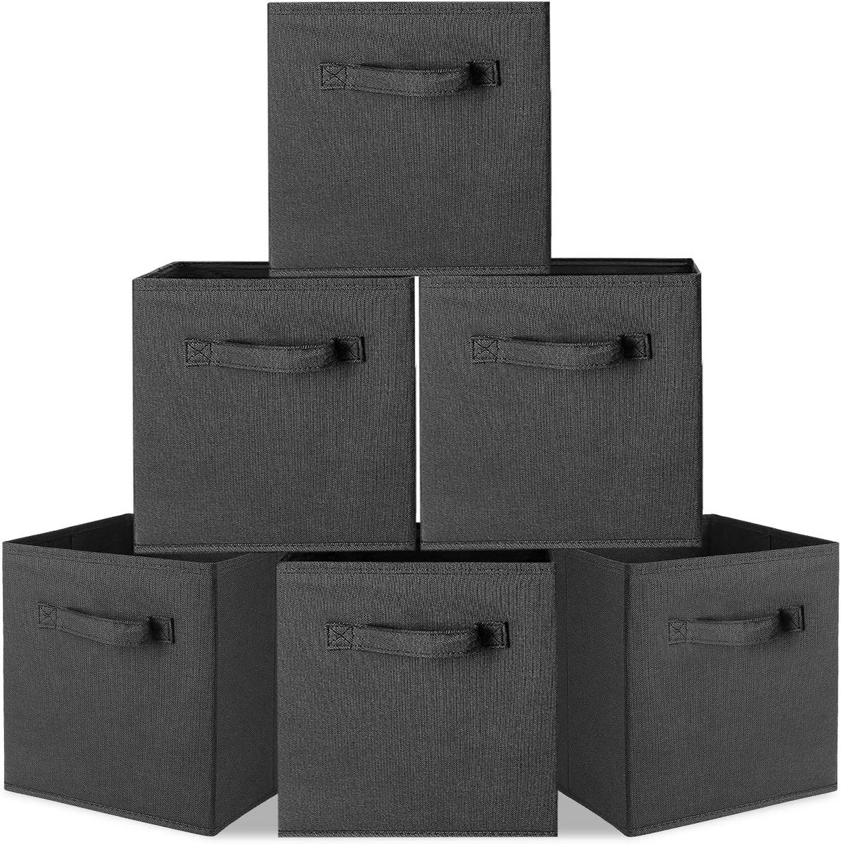 Opbergdozen met handvat - Opbergkisten - Ruimte ordenen - Opvouwbaar ontwerp - 6 stuks - Zwart