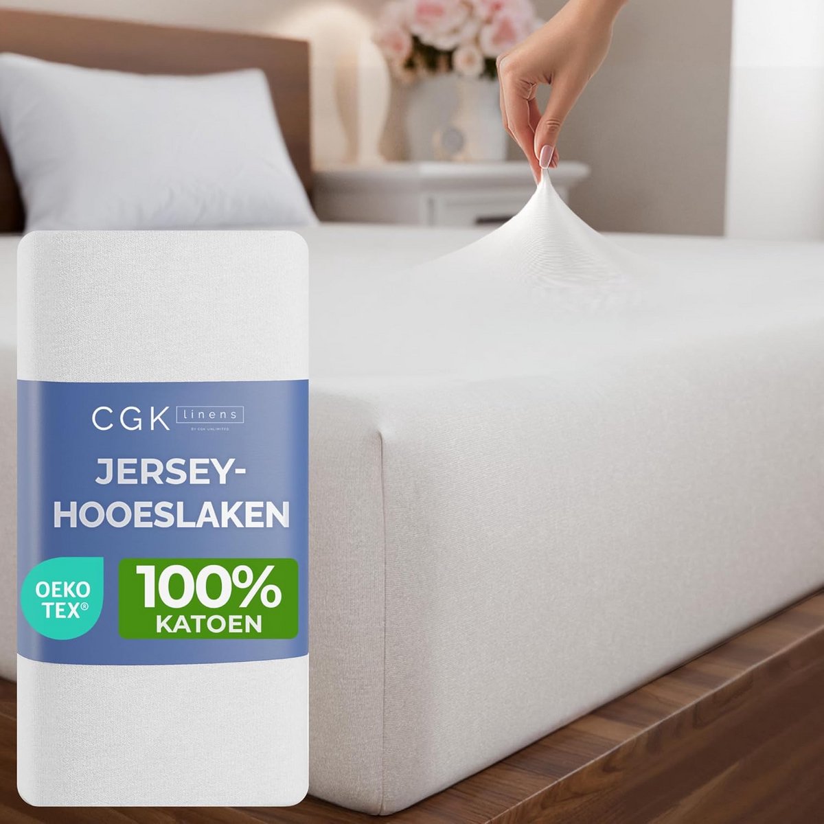 Hoeslaken - Jersey laken - Comfortabel slapen - Oeko-Tex gecertificeerd - 180x200 cm - Wit