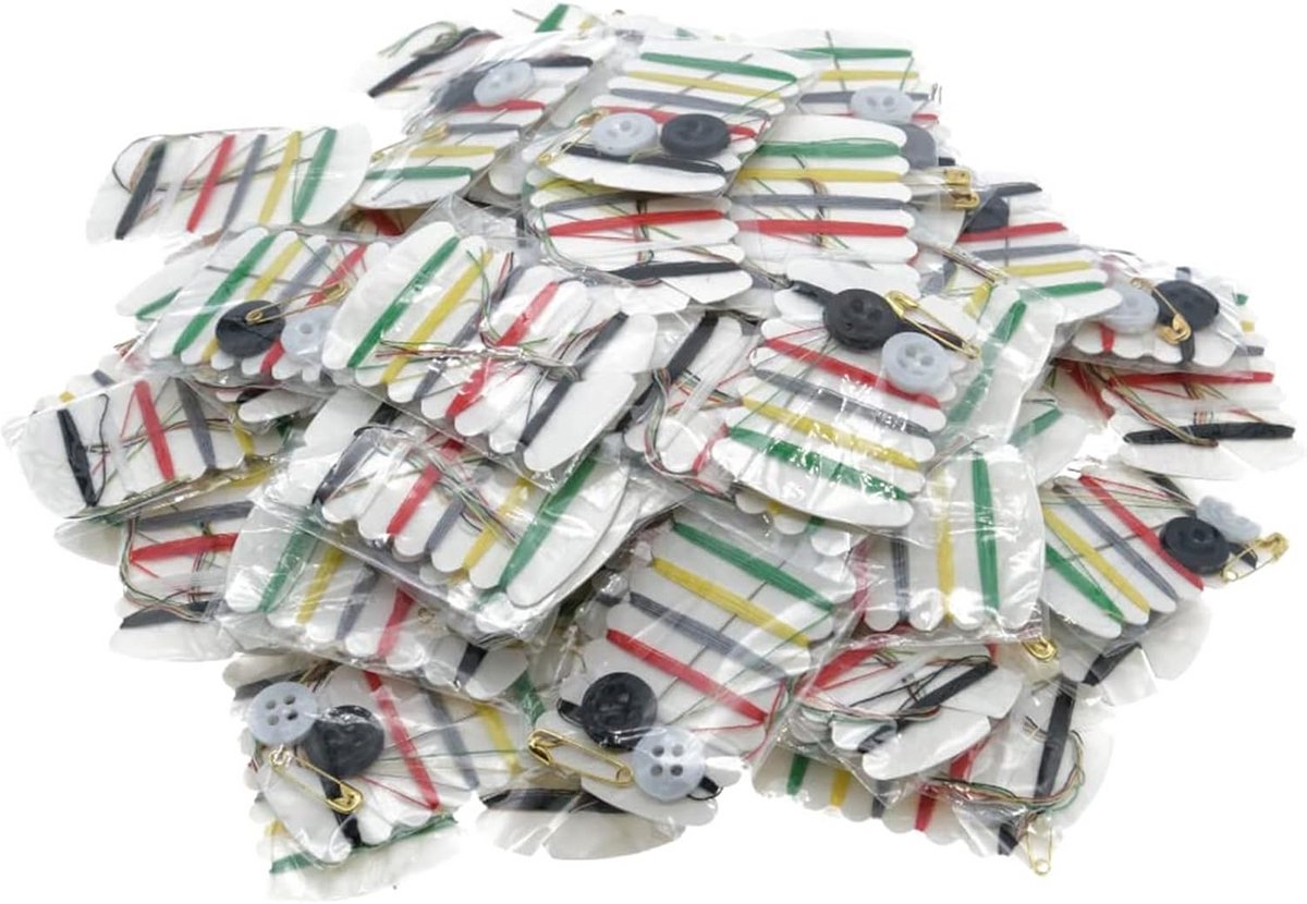 Reissew Kit - Noodhulp Set - Kleding Reparen - Inclusief 6 Kleuren - 100 Sets - Multicolor